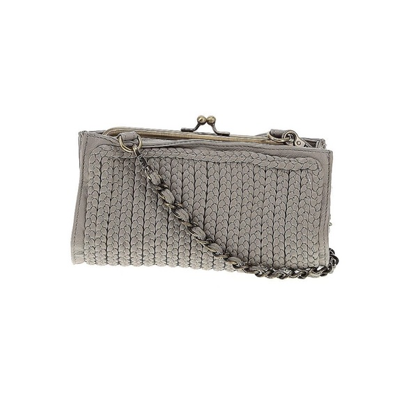 Anthropologie Grey Leather Chain Crossbody - Picture 1 of 5
